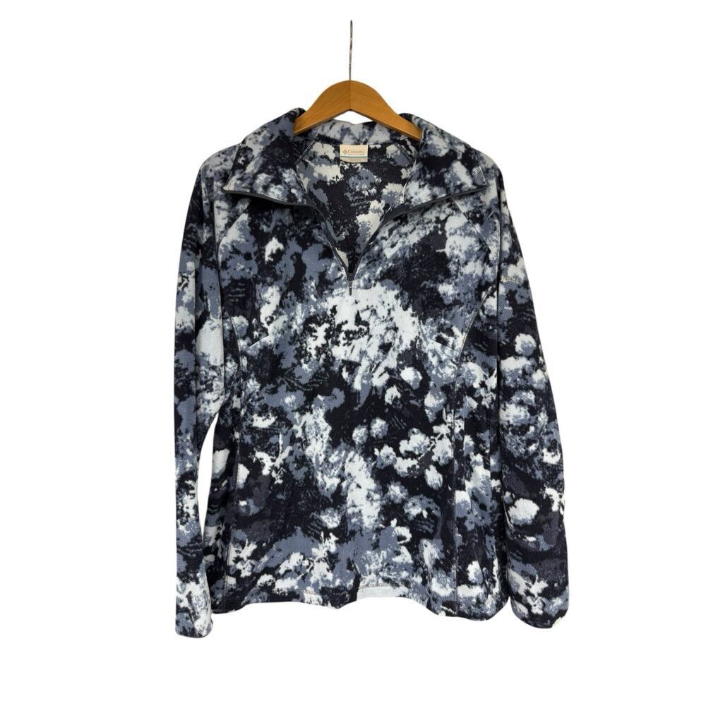 Columbia Arctic Air Fleece Half Zip Pullover Navy Blue Tie Dye Womens XL